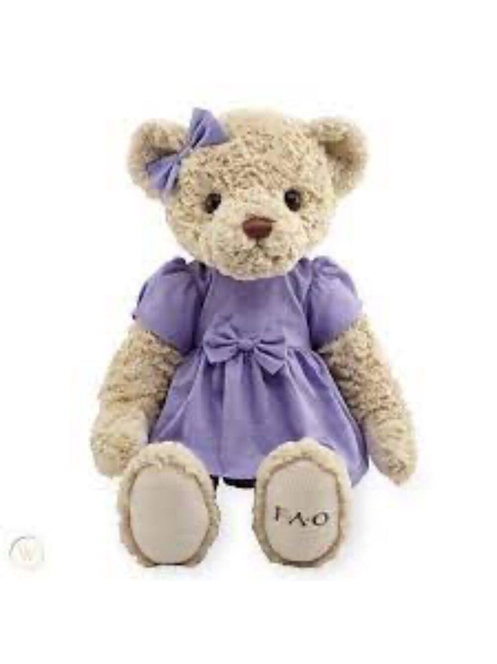 FAO Schwarz 2016 Stuffed Purple Dress & Bow Geoffrey Bear